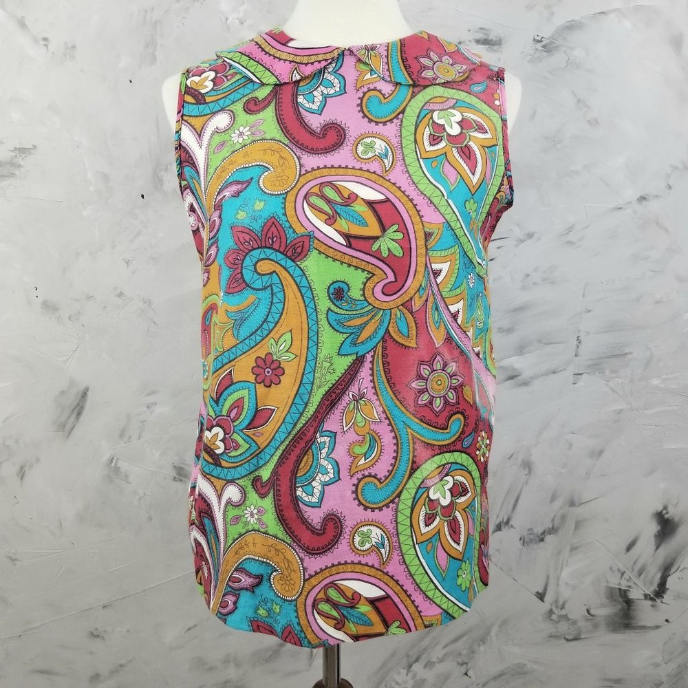 VINTAGE Colorful Floral Paisley Hand Tailored Blouse